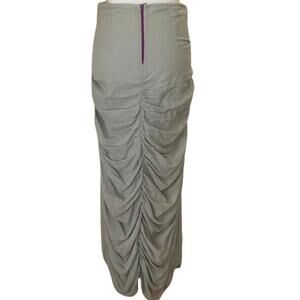 Vintage Y2K rbyme Gray Ruched Back Maxi Skirt – Double Layer Cotton XS